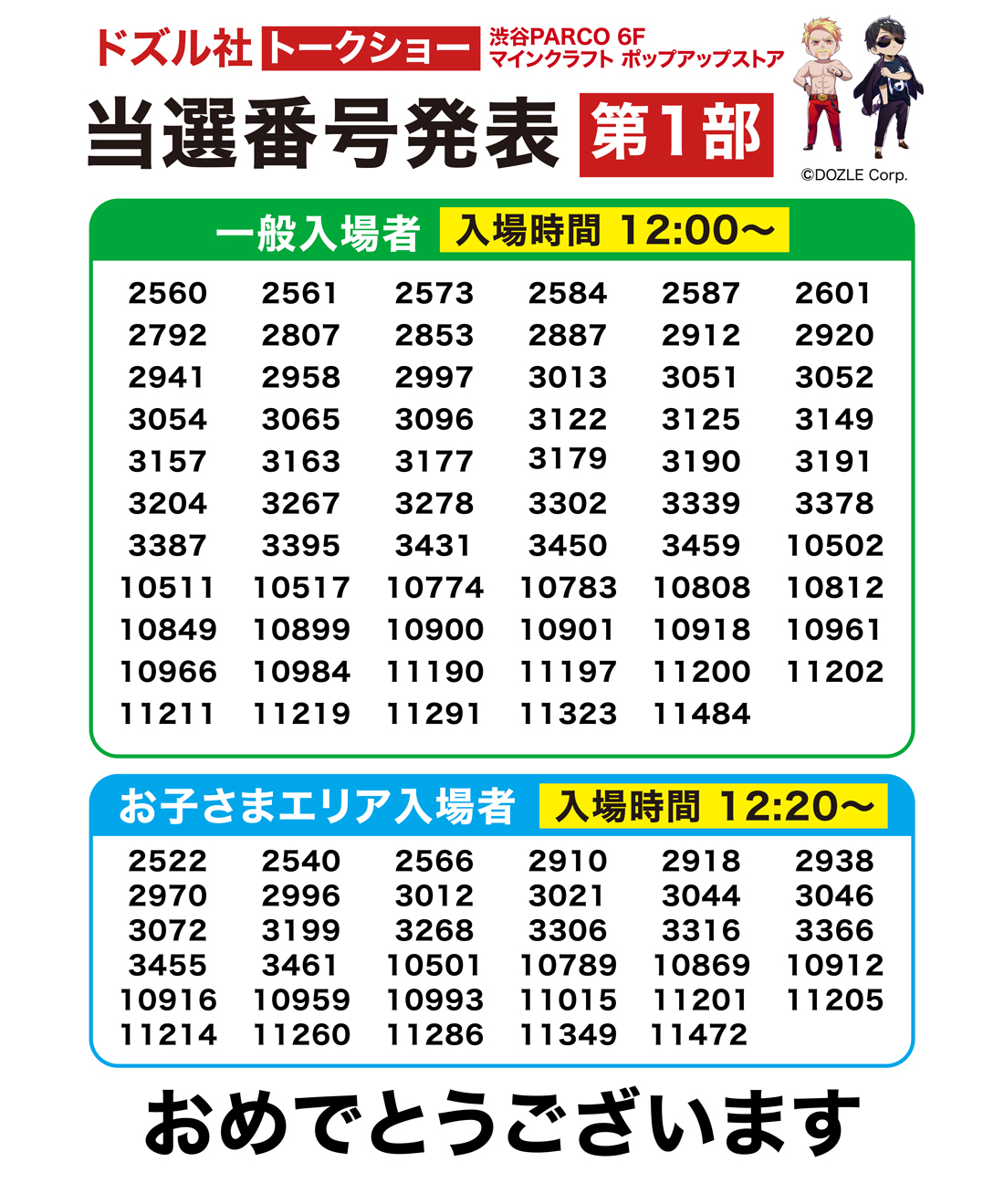 トークイベント第一部当選発表